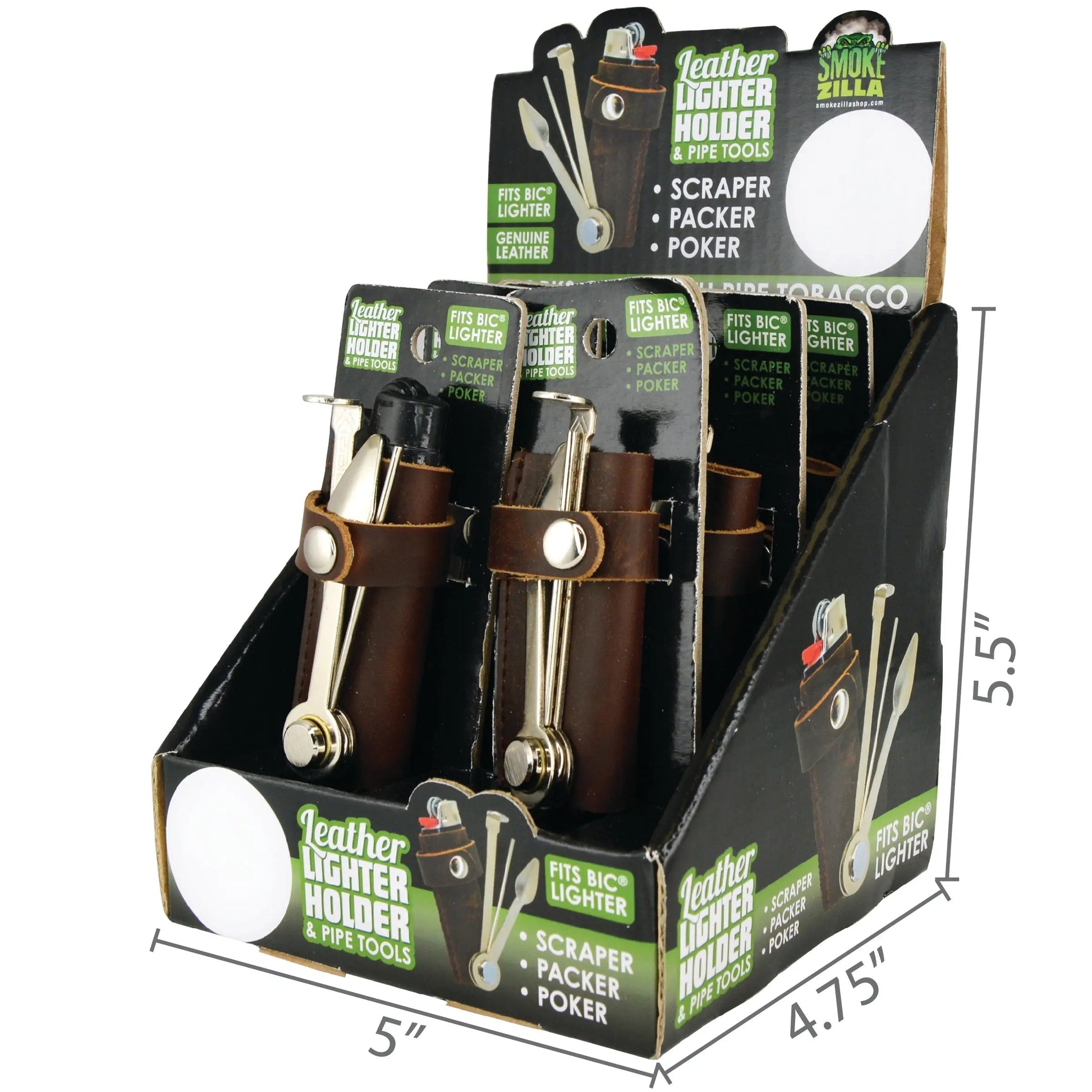 Leather Lighter Case With Tools  - 6 Pieces Per Retail Ready Display 25592 SMOKEZILLA