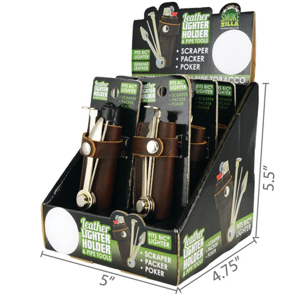 Leather Lighter Case With Tools  - 6 Pieces Per Retail Ready Display 25592 SMOKEZILLA