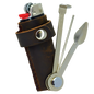 Étui en cuir véritable pour briquet avec outils de pipe