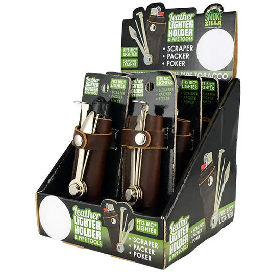 Leather Lighter Case With Tools  - 6 Pieces Per Retail Ready Display 25592 SMOKEZILLA