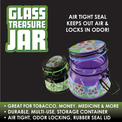 Glass Storage Jar with Clasp - 6 Pieces Per Retail Ready Display 25629 SMOKEZILLA