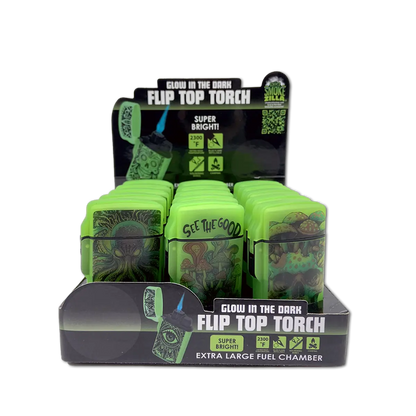 Glow in The Dark Flip Top Lighter - 15 Pieces Per Retail Ready Display 25743 SMOKEZILLA