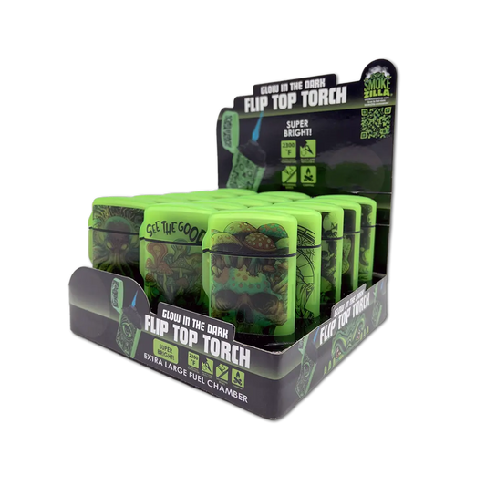 Glow in The Dark Flip Top Lighter - 15 Pieces Per Retail Ready Display 25743 SMOKEZILLA