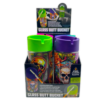 Full Print Glass Butt Bucket Ashtray - 6 Pieces Per Retail Ready Display 25830 SMOKEZILLA