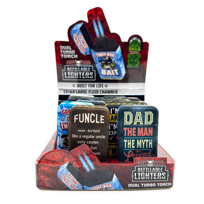 Patriotic Gearhead Dual Torch Lighter - 12 Pieces Per Retail Ready Display 25838 SMOKEZILLA