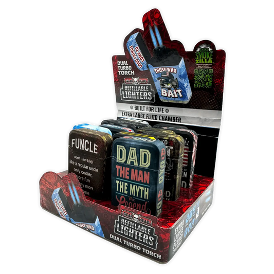 Patriotic Gearhead Dual Torch Lighter - 12 Pieces Per Retail Ready Display 25838 SMOKEZILLA