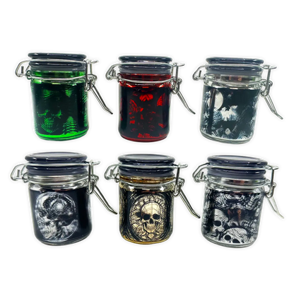 Metallic Smell Proof Glass Storage Jar with Hinged Lid- 6 Pieces Per Retail Ready Display 25891 SMOKEZILLA