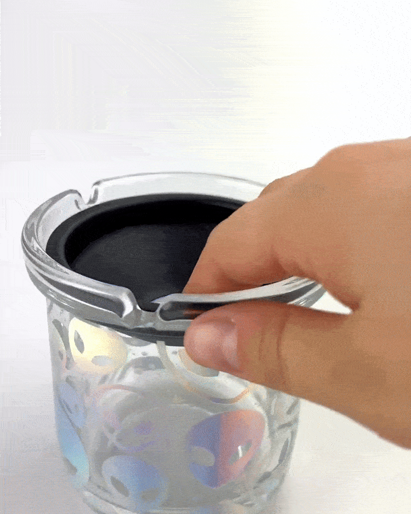 Glass Ashtray with Chrome Plated Lid - 6 Pieces Per Retail Ready Display 25945