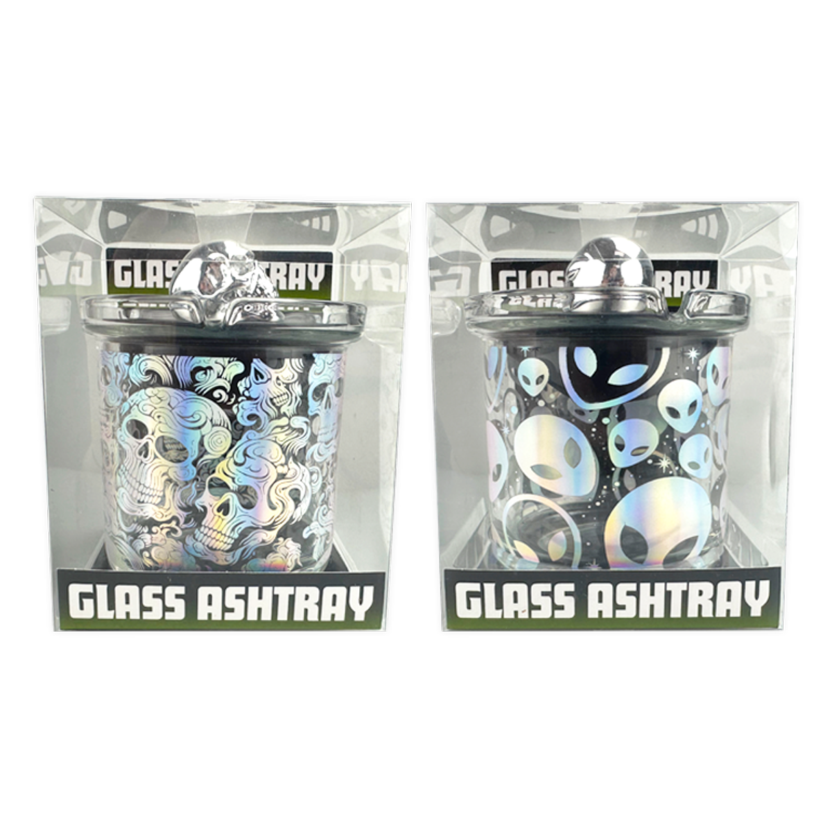 Glass Ashtray with Chrome Plated Lid
