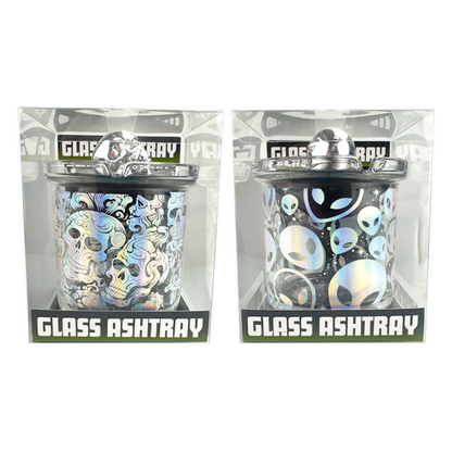 Glass Ashtray with Chrome Plated Lid