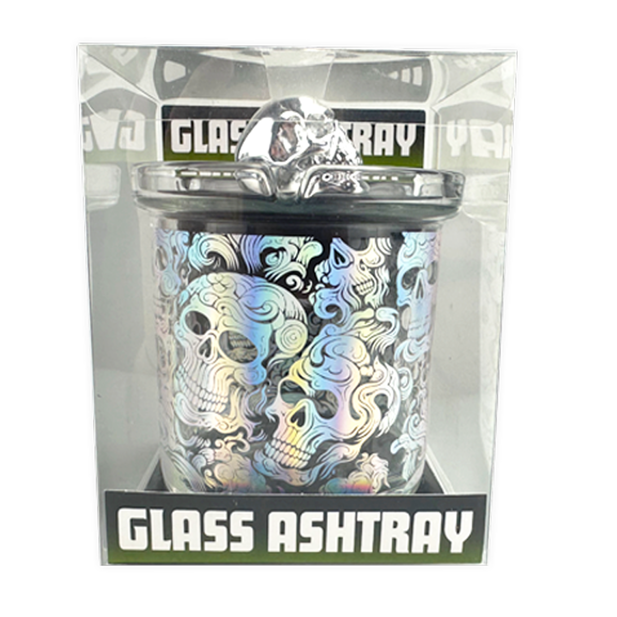 Glass Ashtray with Chrome Plated Lid