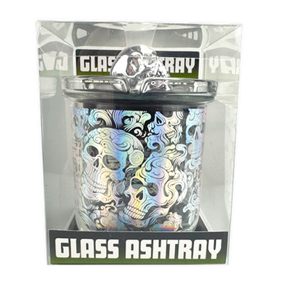 Glass Ashtray with Chrome Plated Lid