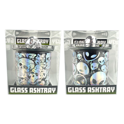 Glass Ashtray with Chrome Plated Lid - 6 Pieces Per Retail Ready Display 25945 SMOKEZILLA