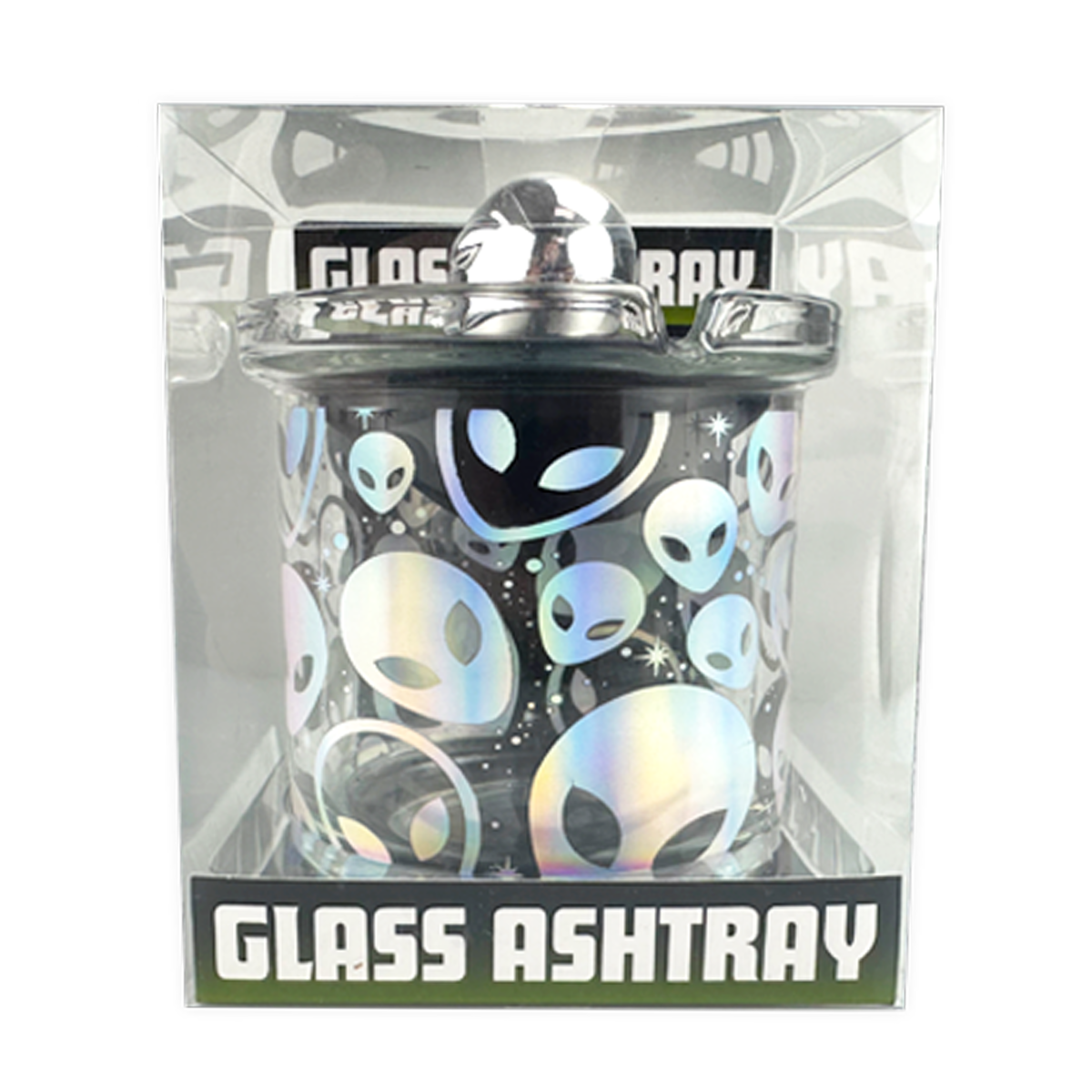 Glass Ashtray with Chrome Plated Lid