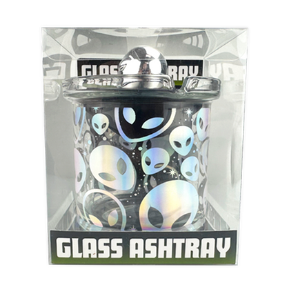 Glass Ashtray with Chrome Plated Lid