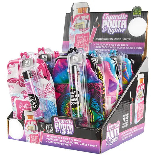 Canvas Cigarette Pouch with Matching Lighter - 12 Pieces Per Retail Ready Display 26036 SMOKEZILLA