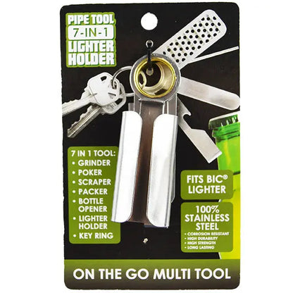 Metal Lighter Case Key Chain with Grinder - 6 Pieces Per Retail Ready Display 26044 SMOKEZILLA