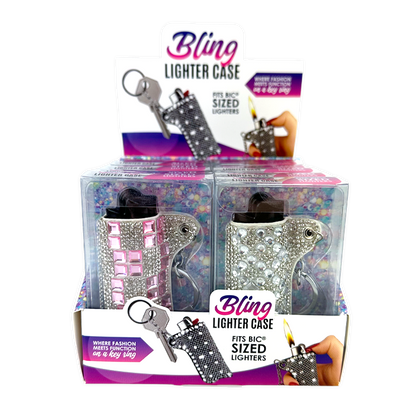 Bling Rhinestone Lighter Case - 12 Pieces Per Retail Ready Display 26101