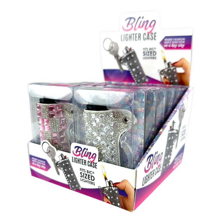 Bling Rhinestone Lighter Case - 12 Pieces Per Retail Ready Display 26101