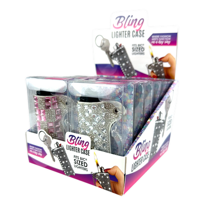 Bling Rhinestone Lighter Case - 12 Pieces Per Retail Ready Display 26101