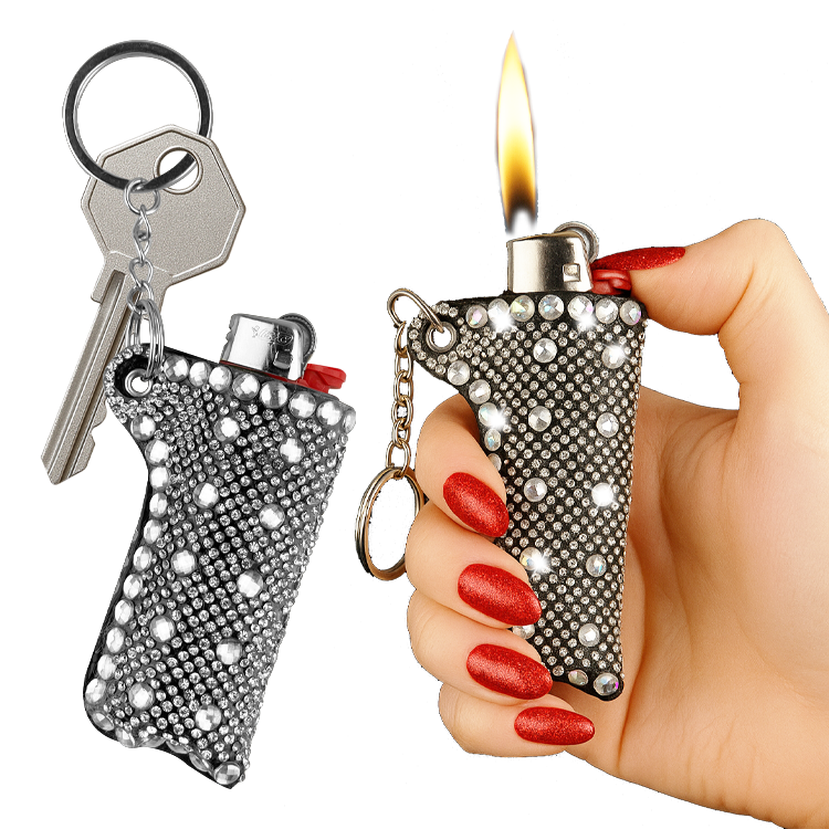 Bling Rhinestone Lighter Case - 12 Pieces Per Retail Ready Display 26101