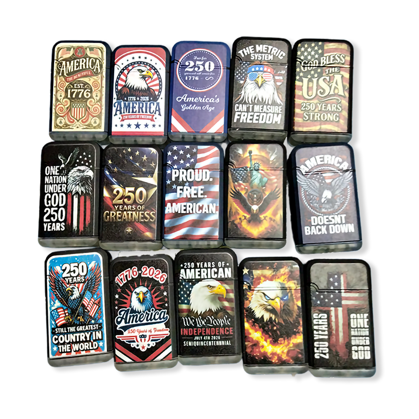 Patriotic USA 250 Dual Torch Lighter - 15 Pieces Per Retail Ready Display 26420 SMOKEZILLA