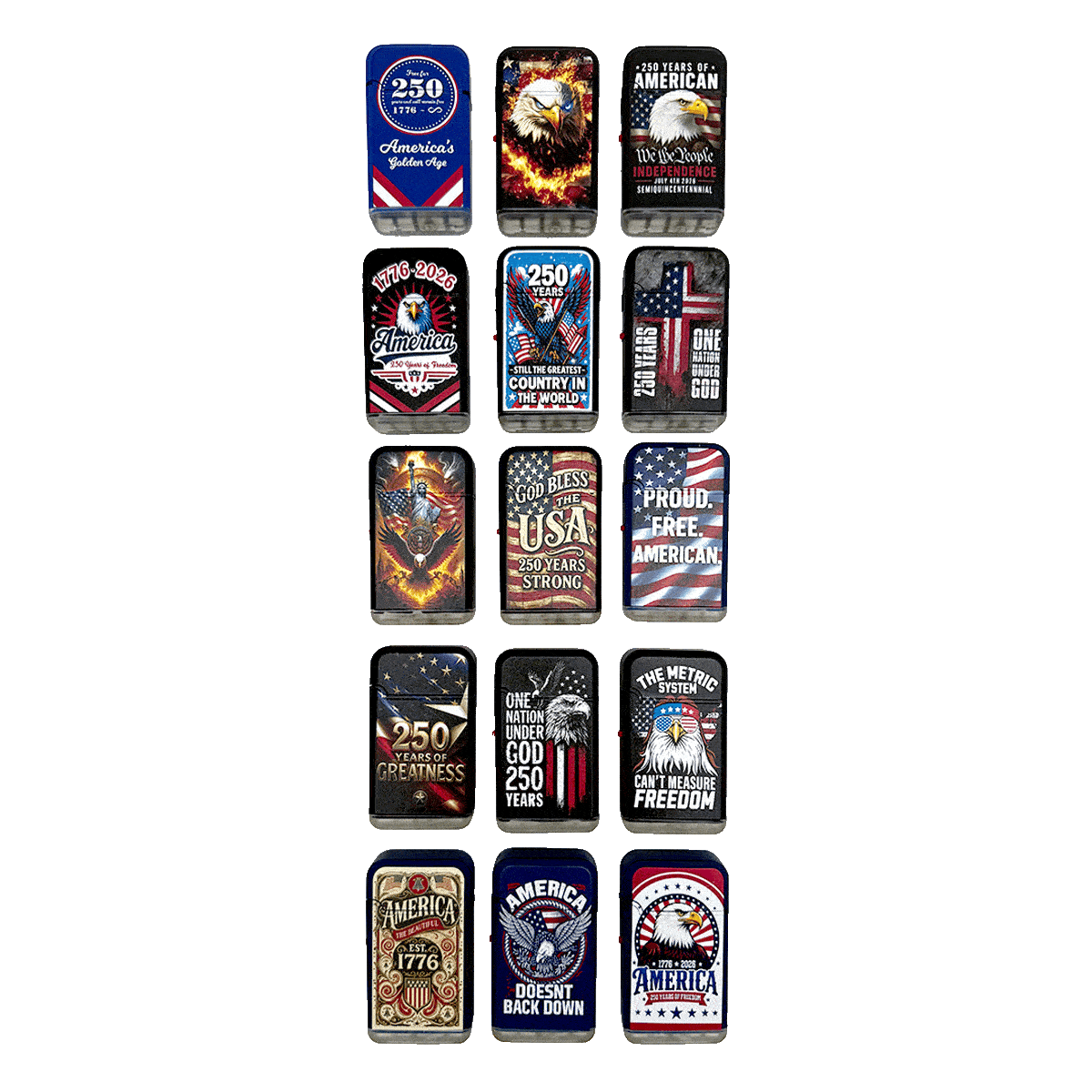Patriotic USA 250 Dual Torch Lighter - 15 Pieces Per Retail Ready Display 26420