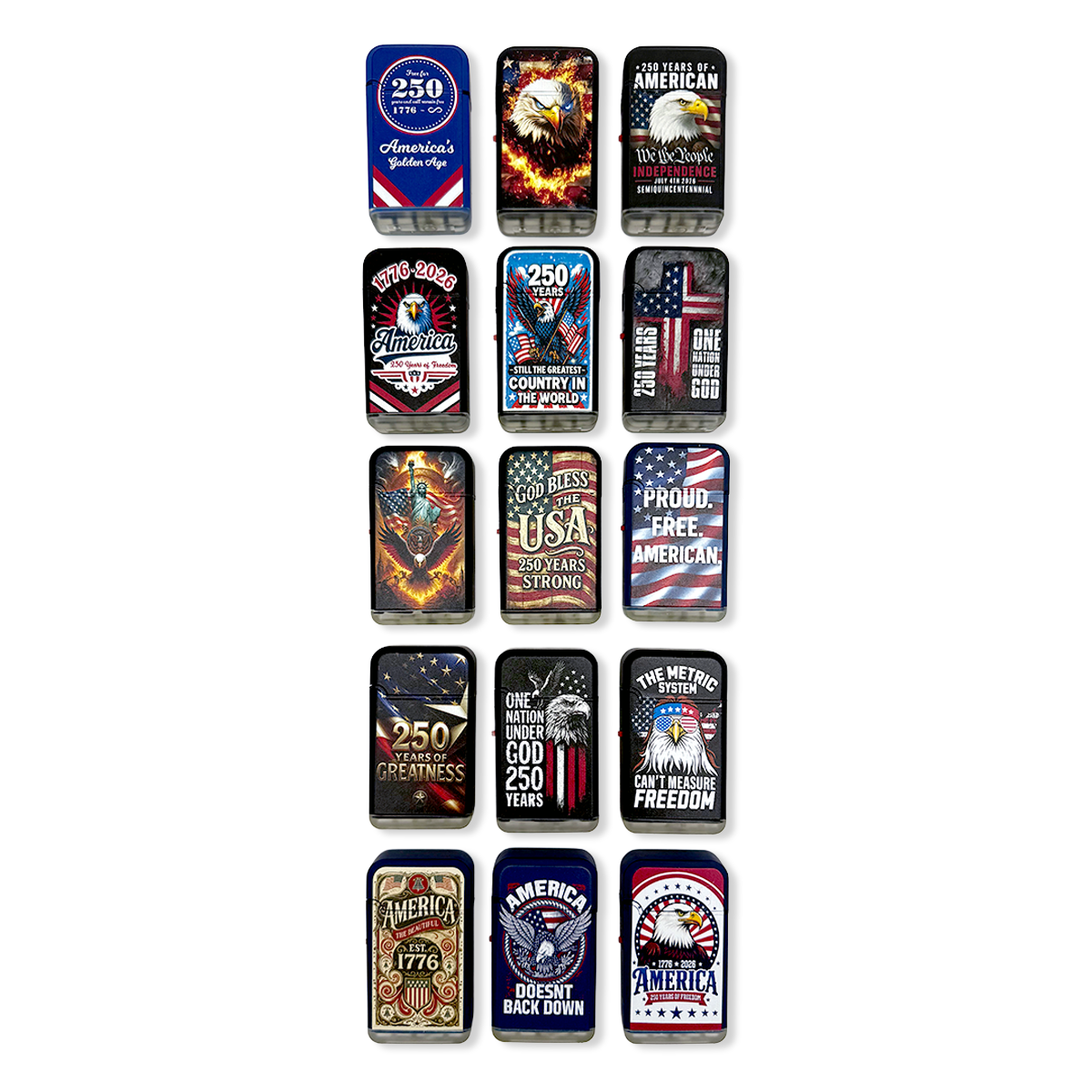 Patriotic USA 250 Dual Torch Lighter - 15 Pieces Per Retail Ready Display 26420