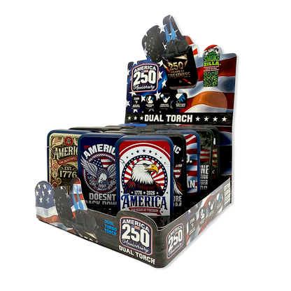 Patriotic USA 250 Dual Torch Lighter - 15 Pieces Per Retail Ready Display 26420