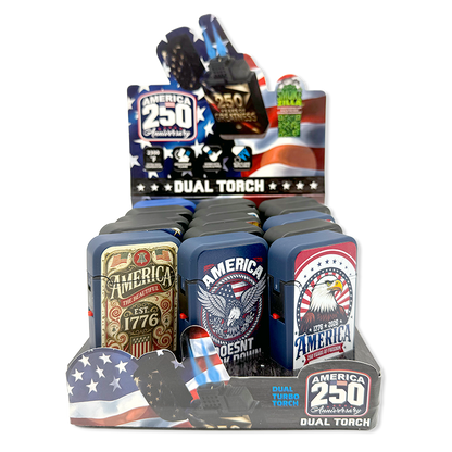 Patriotic USA 250 Dual Torch Lighter - 15 Pieces Per Retail Ready Display 26420