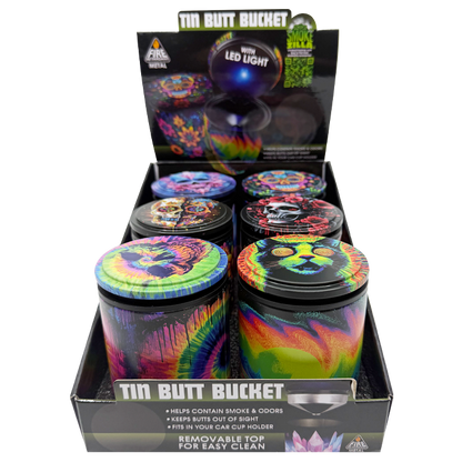 Full Print Butt Bucket Ashtray with LED Light - 6 Pieces Per Retail Ready Display 26430