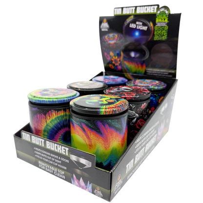 Full Print Butt Bucket Ashtray with LED Light - 6 Pieces Per Retail Ready Display 26430