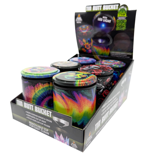 Full Print Butt Bucket Ashtray with LED Light - 6 Pieces Per Retail Ready Display 26430