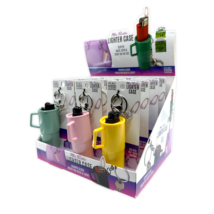 Mini Tumbler Lighter Case Keychain - 12 Pieces Per Retail Ready Display 26557