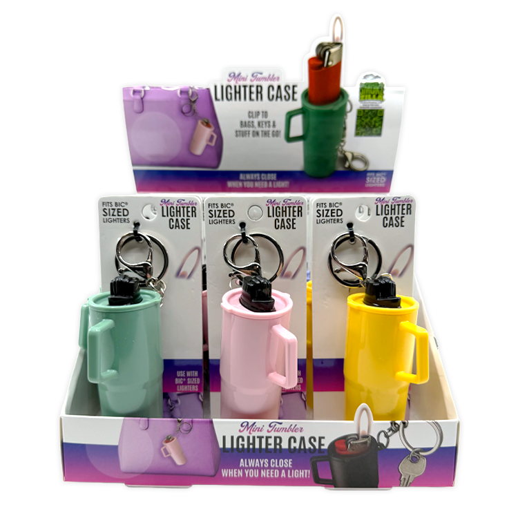 Mini Tumbler Lighter Case Keychain - 12 Pieces Per Retail Ready Display 26557
