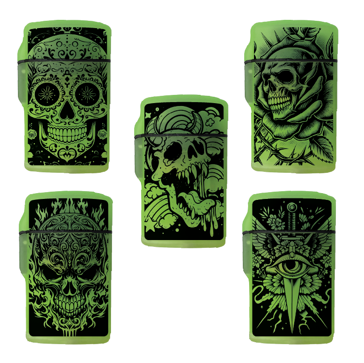 Glow in The Dark Flip Top Lighter - 15 Pieces Per Retail Ready Display 26625