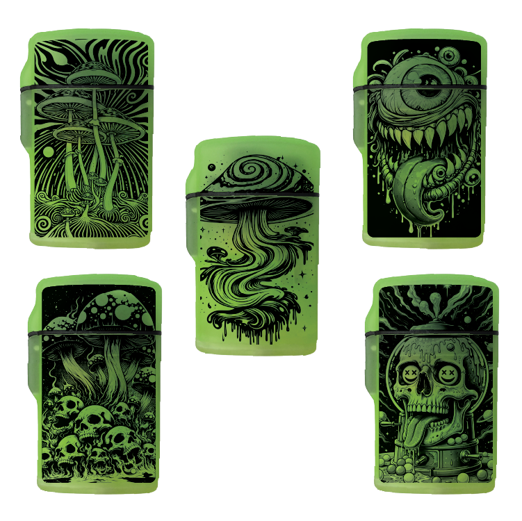 Glow in The Dark Flip Top Lighter - 15 Pieces Per Retail Ready Display 26625