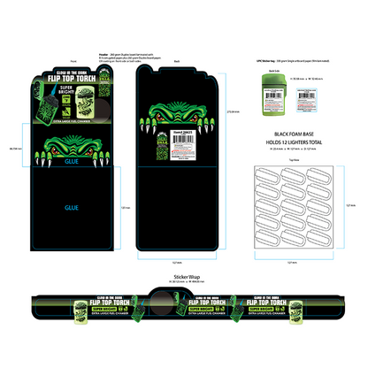 Glow in The Dark Flip Top Lighter - 15 Pieces Per Retail Ready Display 26625