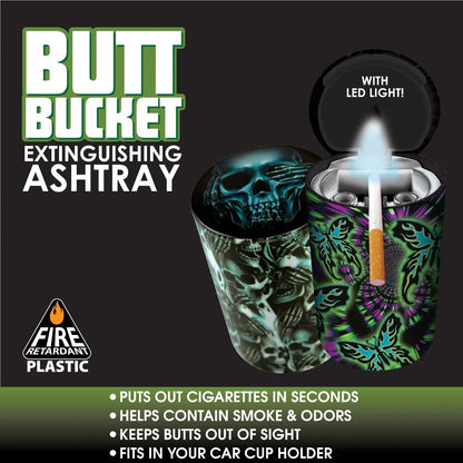 Full Print Butt Bucket Ashtray with LED Light - 6 Per Retail Ready Display 26631 SMOKEZILLA