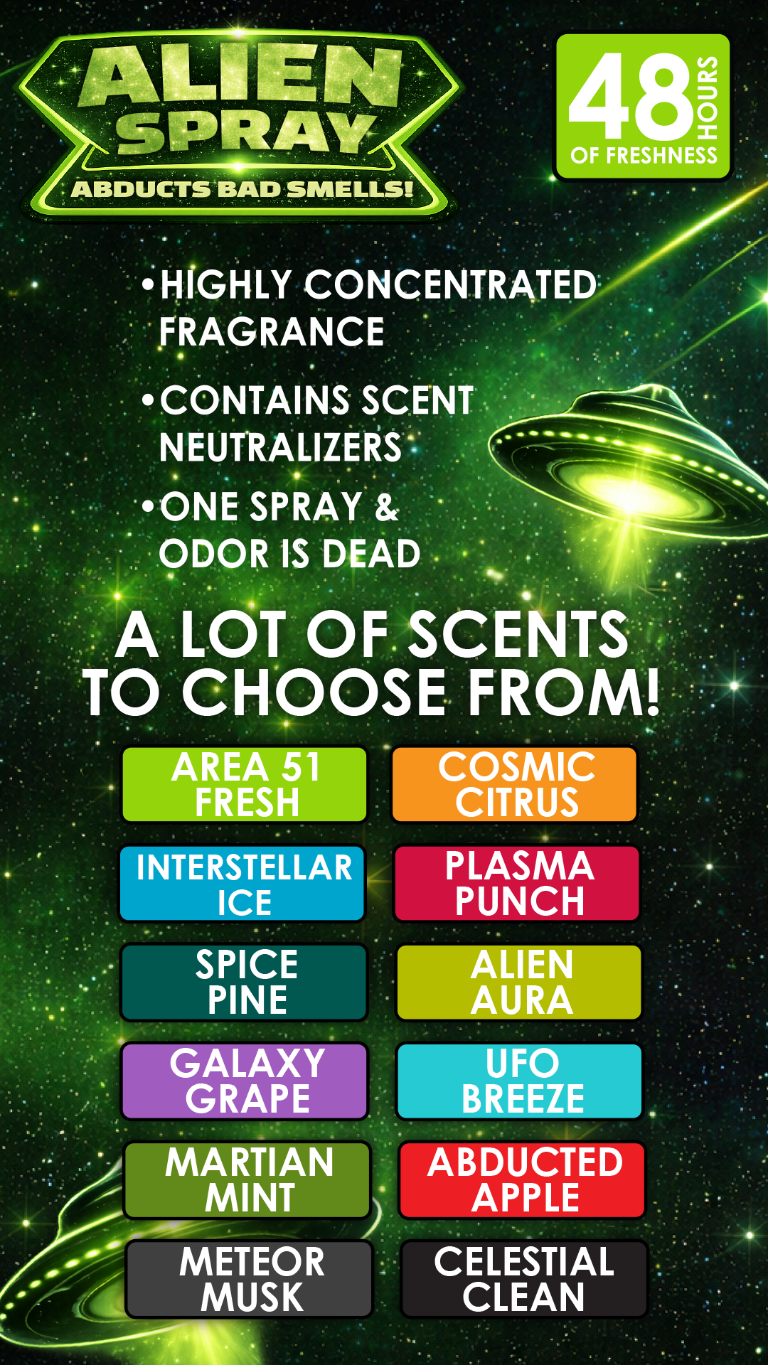 Air Freshener Alien Odor Spray - 12 Pieces Per Retail Ready Display 26632