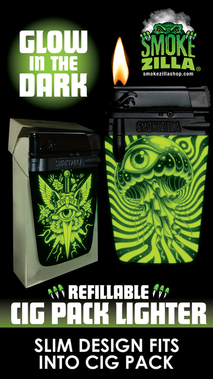 Glow in The Dark Cig Pack Lighter B - 12 Pieces Per Retail Ready Display 26650