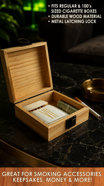 Small Wood Storage Box with Metal Latch - 6 Pieces Per Retail Ready Display 26665