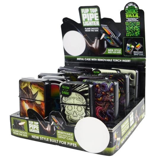 Metal Flip Top Pipe Torch Lighter - 12 Pieces Per Retail Ready Display 26669 SMOKEZILLA