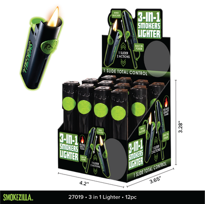 3-in-1 Smokers Lighter - 12 Pieces Per Retail Ready Display 27019