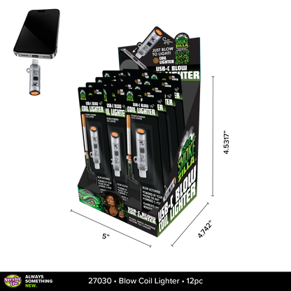 USB-C Blow Coil Lighter - 12 Pieces Per Retail Ready Display 27030