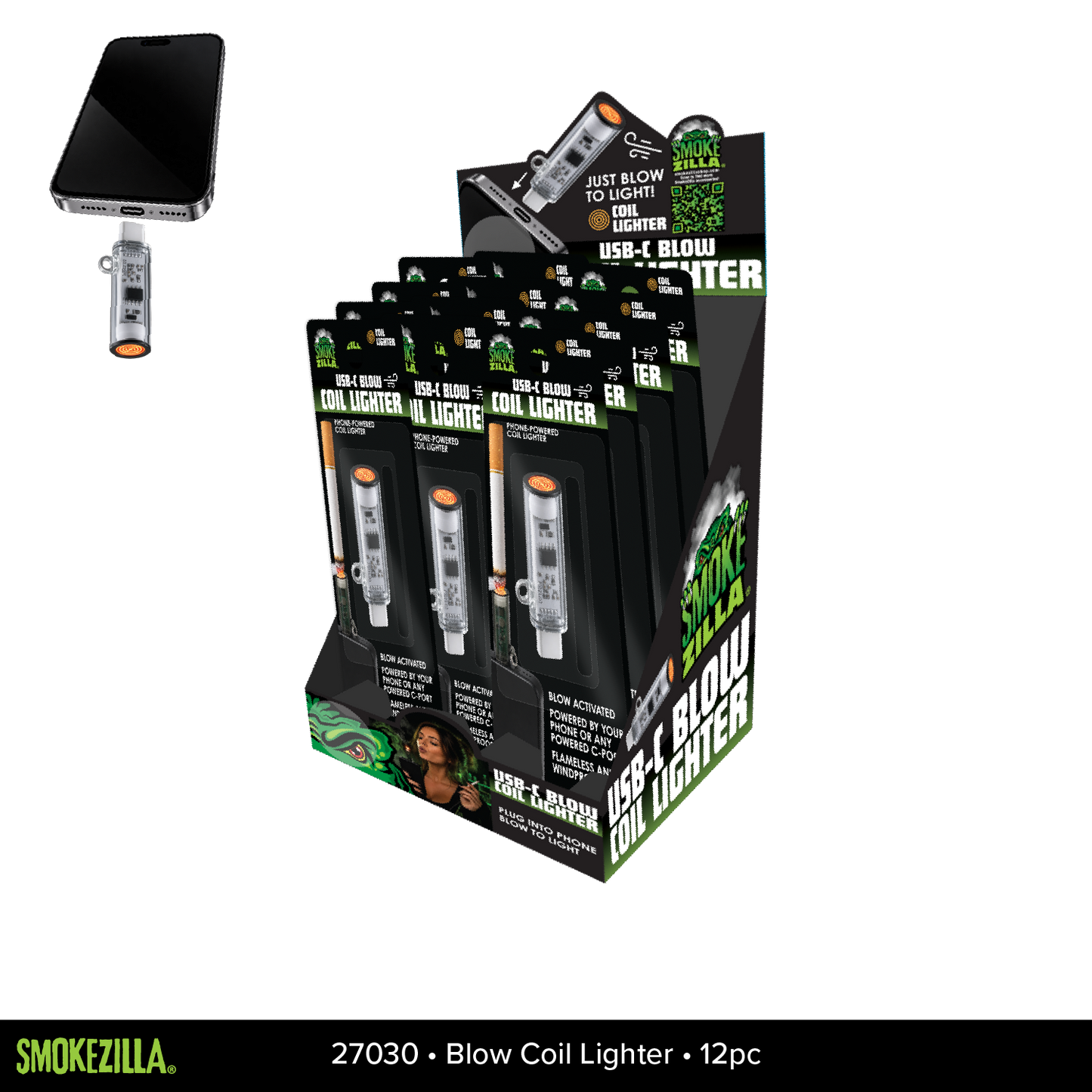 USB-C Blow Coil Lighter - 12 Pieces Per Retail Ready Display 27030