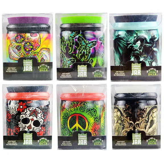 Smell Proof Ceramic Storage Jar - 6 Pieces Per Retail Ready Display 28229 SMOKEZILLA