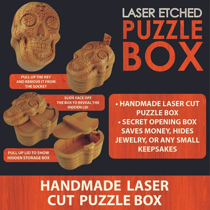 Wood Skull Puzzle Storage Box - 6 Pieces Per Retail Ready Display 23229 SMOKEZILLA