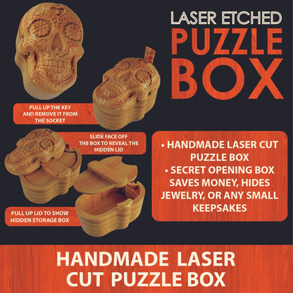 Skull Wood Puzzle Box