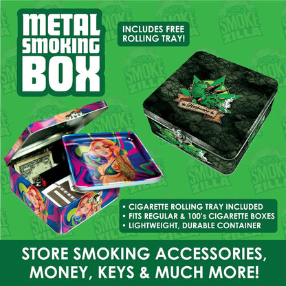 Metal Storage Box with Roll Tray- 6 Pieces Per Retail Ready Display 30026 SPICY ZILLA